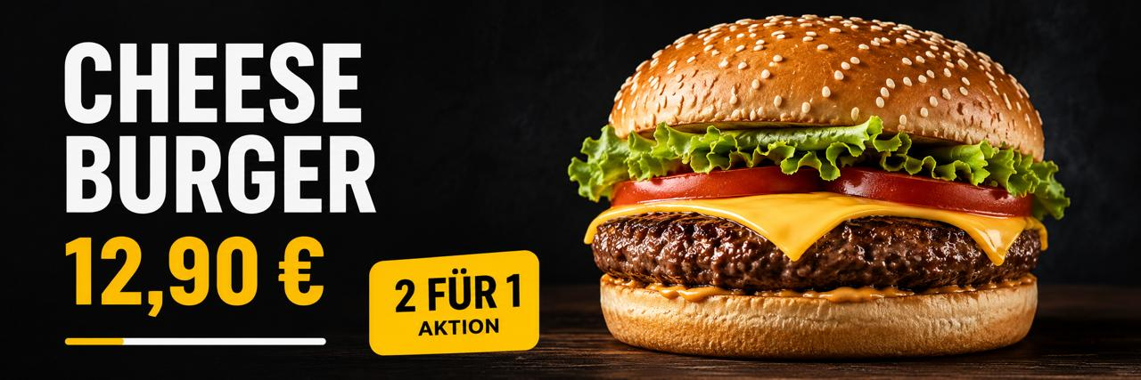 Digitales Menüboard mit Cheese Burger Aktion